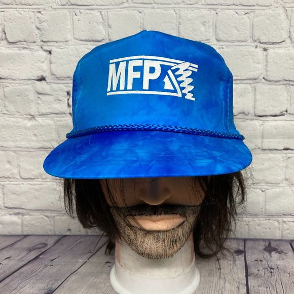 Vintage Nylon Hat Cap Snapback Blue Trucker Rope MFP Mohawk Propane Acid Washed - Picture 1 of 8